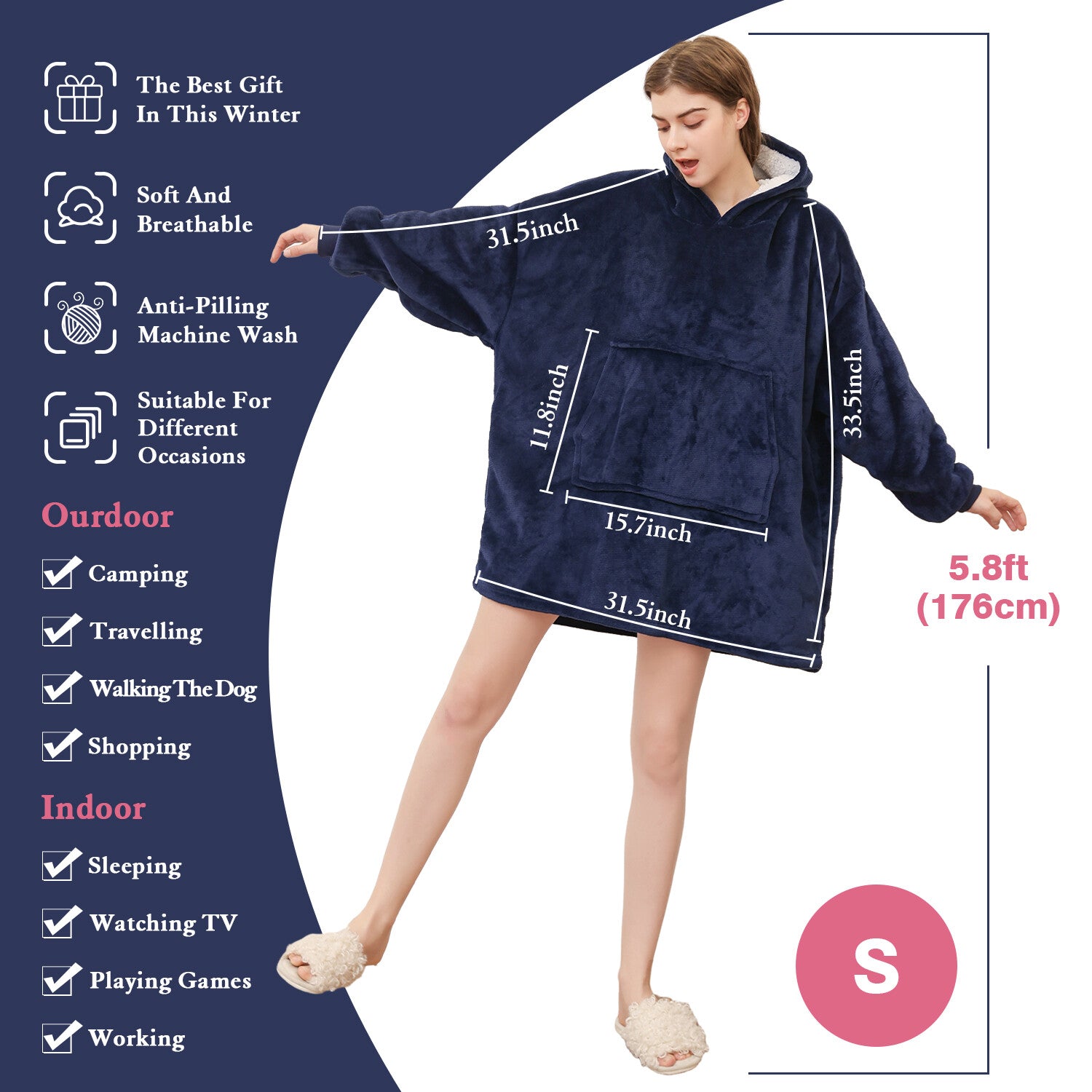 Wrap Yourself in Comfort with Our Oversized Wearable Blanket Hoodie - Ultimate Warmth for Winter Adventures