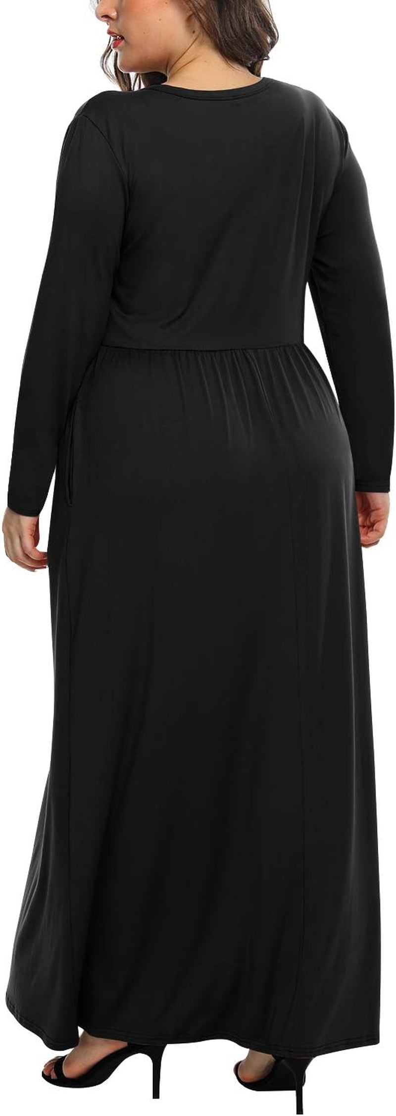 Elevate Your Style with Our Women's Plus Size Maxi Dresses - Perfect for Curvy Figures, Cozy Long Sleeve Design with Pockets!