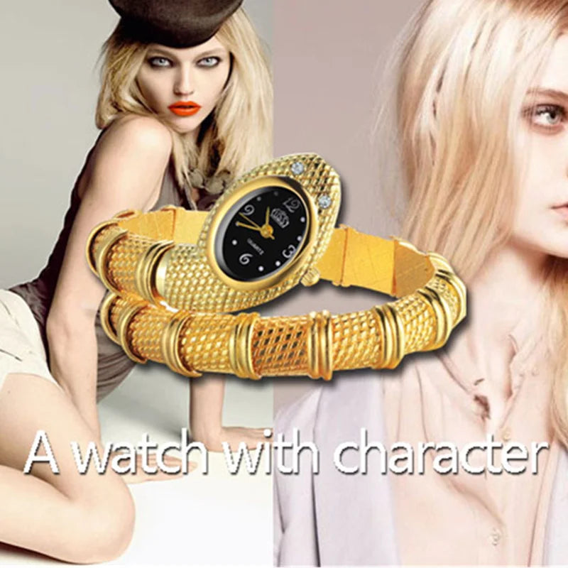 Elevate Your Style with the Luxurious Women's Snake Watch - A Gold-Accented Fashion Statement for Every Occasion