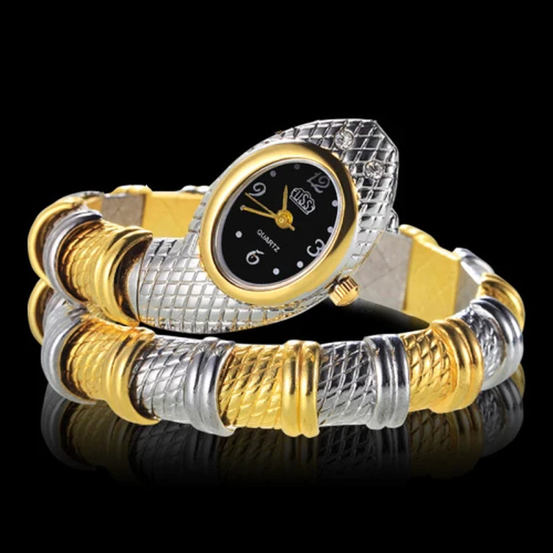 Elevate Your Style with the Luxurious Women's Snake Watch - A Gold-Accented Fashion Statement for Every Occasion