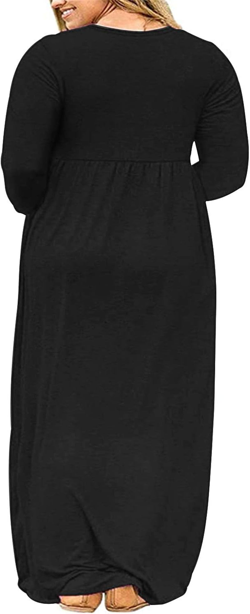 Elevate Your Style with Our Women's Plus Size Maxi Dresses - Perfect for Curvy Figures, Cozy Long Sleeve Design with Pockets!