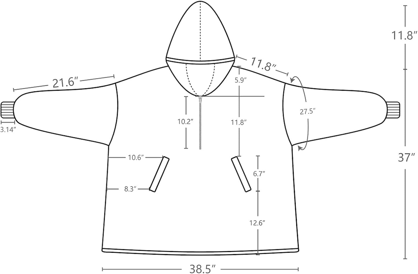 Experience Ultimate Comfort with Our Oversized Wearable Blanket Hoodie for Adults - Luxurious Thick Sherpa Fleece Sweatshirt in Cozy Blue with Elastic Sleeves & Giant Pockets