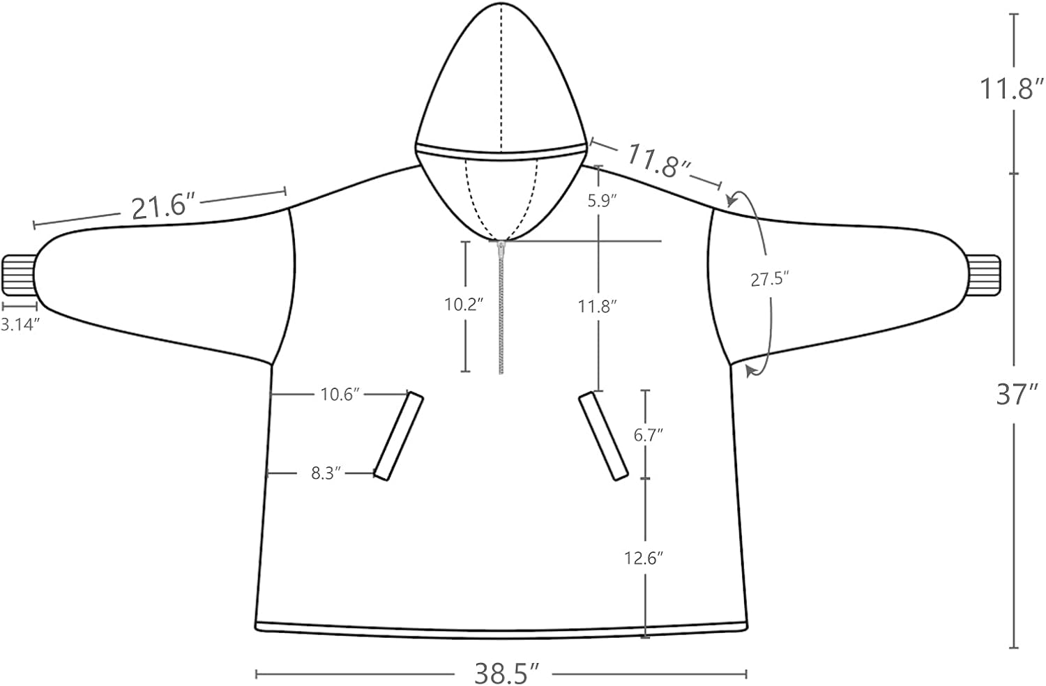 Experience Ultimate Comfort with Our Oversized Wearable Blanket Hoodie for Adults - Luxurious Thick Sherpa Fleece Sweatshirt in Cozy Blue with Elastic Sleeves & Giant Pockets