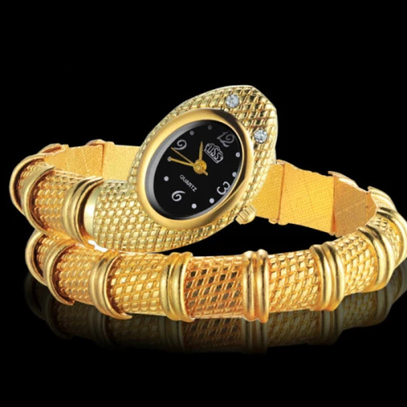 Elevate Your Style with the Luxurious Women's Snake Watch - A Gold-Accented Fashion Statement for Every Occasion