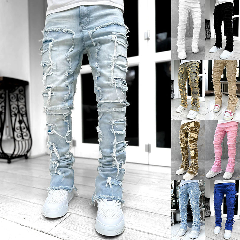 Elevate Your Casual Style with Our Trendy Men's Patched Trousers - Comfortable, Chic, and Available in Multiple Colors!