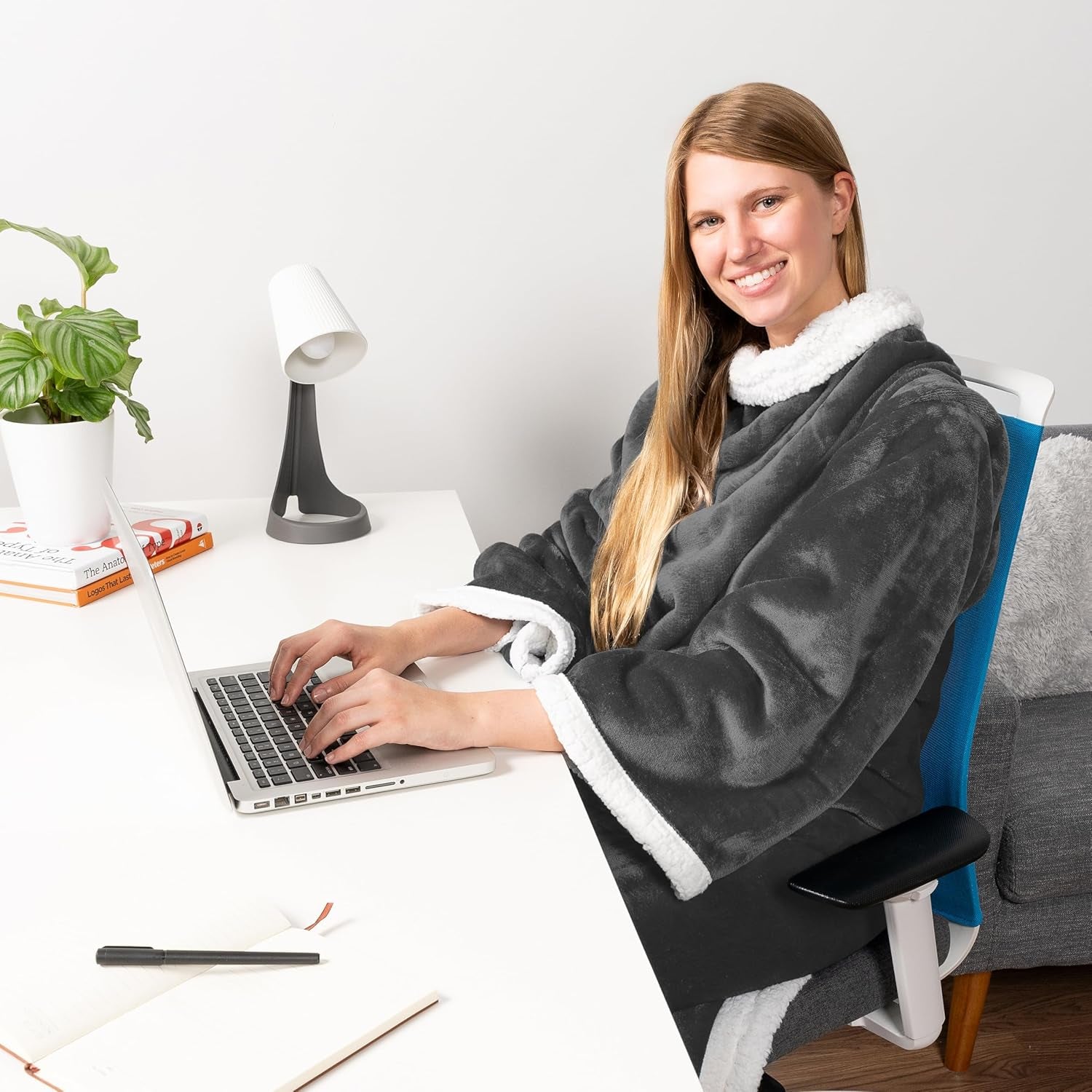 Cozy Sherpa Wearable Blanket with Sleeves & Pocket - Perfect for Snuggling Up This Winter!