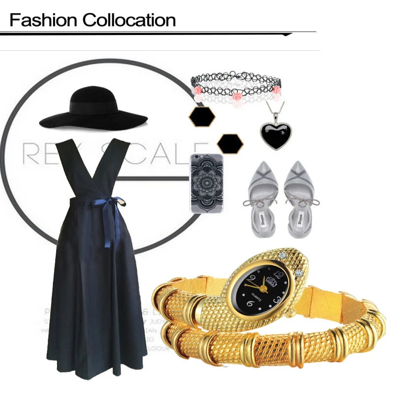 Elevate Your Style with the Luxurious Women's Snake Watch - A Gold-Accented Fashion Statement for Every Occasion