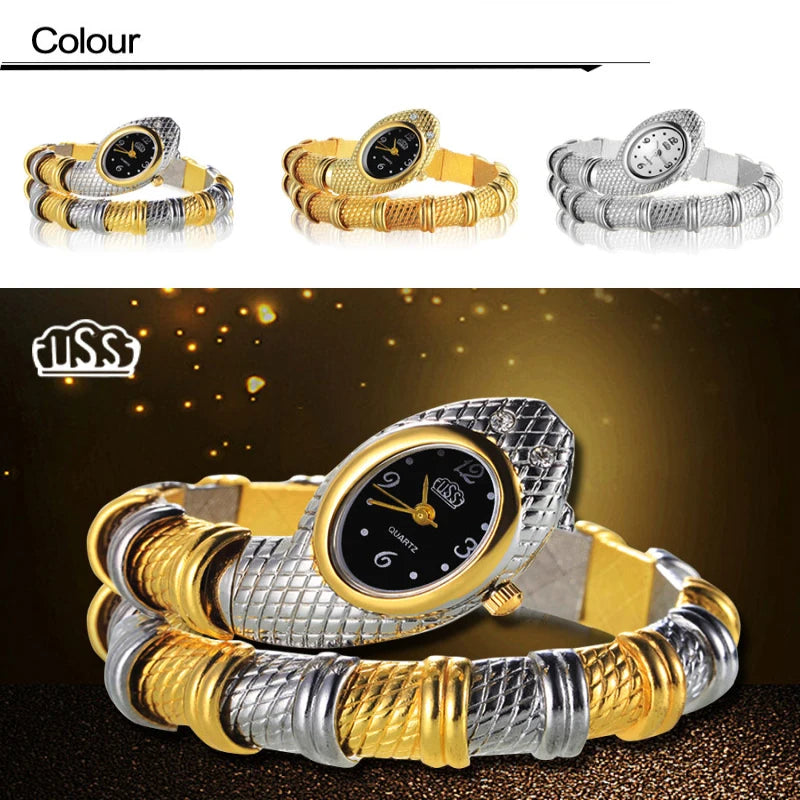 Elevate Your Style with the Luxurious Women's Snake Watch - A Gold-Accented Fashion Statement for Every Occasion
