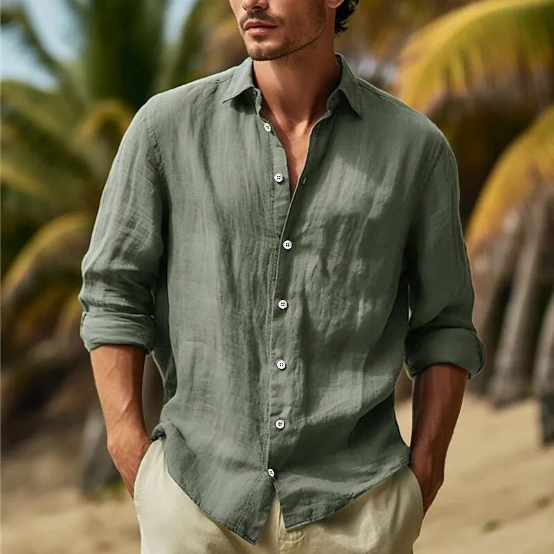 Elevate Your Style with the Old Money Aesthetic Casual Shirt for Men - Classic Slim Fit Long Sleeve Breasted Collar Top, Perfect for Fall Fashion!