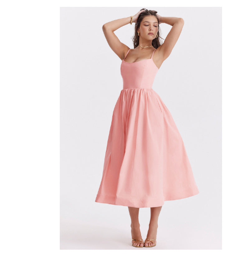 Elevate Your Summer Style with Our Elegant Backless Suspender Dress - Perfect for Parties and Evenings